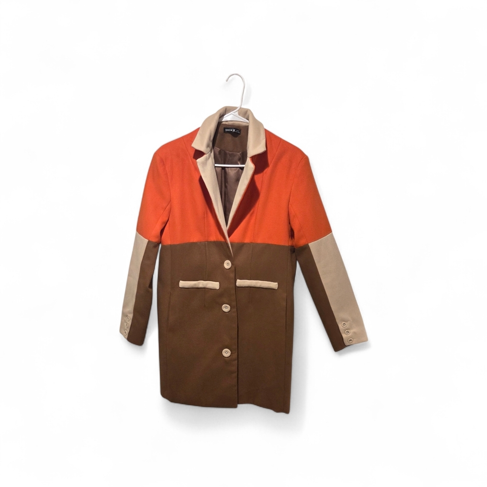 SHEIN Orange and Brown Pea Coat